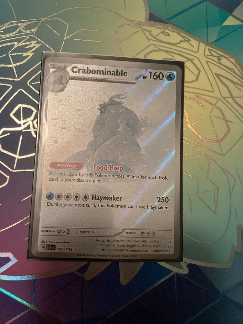 Pokemon Crabominable Holographic Card - Silver/White
